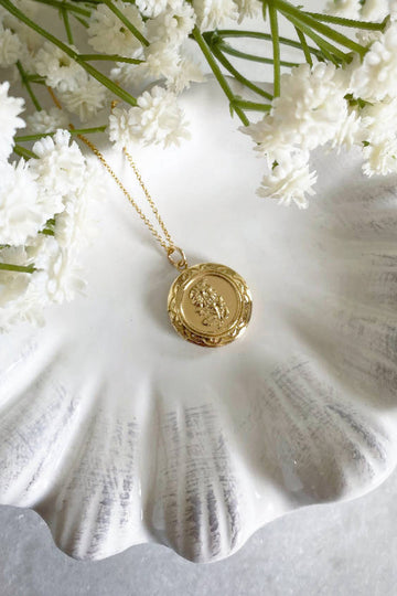 Wisteria London Maria Gold Flower Locket Wisteria London